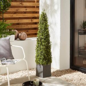 Artificial Boxwood Cone Shaped Tree in Woven Plant Pot