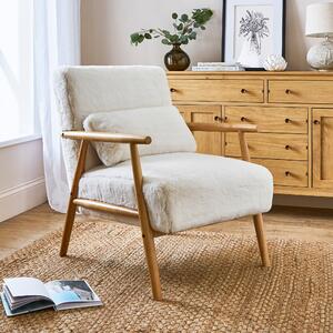 Alpine Supersoft Faux Fur Spindle Accent Chair Ivory