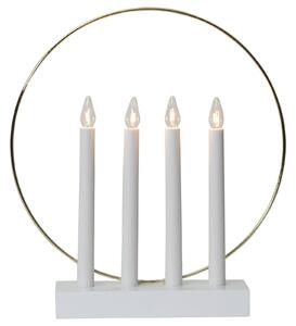 Glossy window candleholder, ring, 4-bulb, white