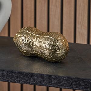 Metal Peanut Lidded Trinket Bowl Gold