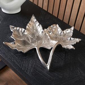 Metal Dual Oak Leaf Bowl Silver