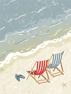 Art Print Deck Chairs on the Beach, MHJ