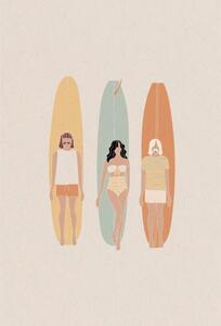 Art Print Longboard surf competition, vector illustration, LucidSurf