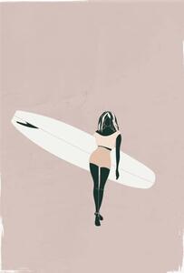 Art Print Pastel colour fashion surf illustration, LucidSurf