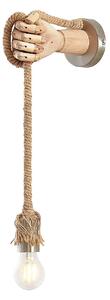 Lindby Elaria wall light with hemp rope and wood