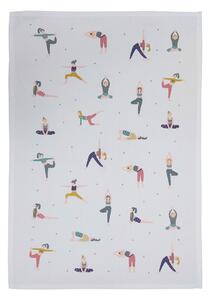 Yoga Poses Tea Towel Yellow/Green/White