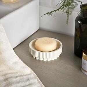 Modern Luxe Ribbed Resin Soap Dish White
