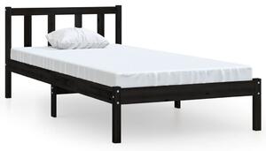 Bed Frame Black Solid Wood Pine 75x190 cm Small Single