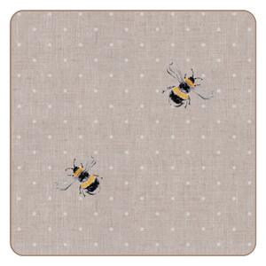 Set of 4 Bee Coasters Yellow, Black and White