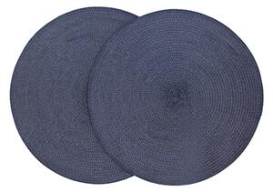 Set of 2 Woven Round Placemats Blue