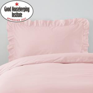 Non Iron Plain Dye Dusky Pink Frilled Pillowcase Dusty Pink
