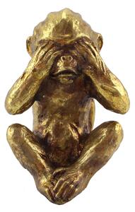 See No Evil Resin Monkey Ornament Gold