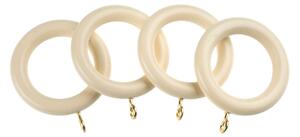 Universal Pack of 4 35mm Wooden Curtain Rings Cream