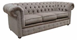 Chesterfield Handmade 3 Seater Sofa Settee Pimlico Mink Brown Fabric In Classic Style