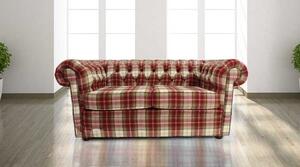 Chesterfield Arnold Wool 2 Seater Sofa Settee Fernie Red Tweed Check In Classic Style