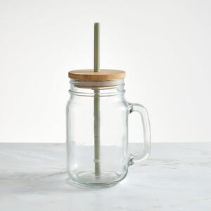 Mason Jar with Straw and Lid Clear