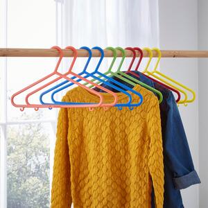 Pack of 10 Colourful Kid's Clothes Hangers Red/Blue/Yellow