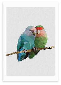 East End Prints Two Love Birds Print MultiColoured