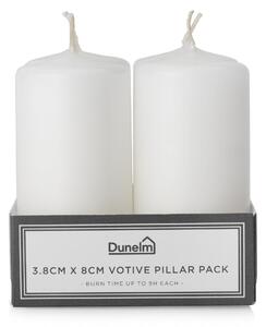 Pack of 2 White Votive Pillar Candles White