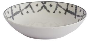 Ikat Porcelain Pasta Bowl Charcoal/White