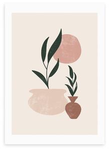East End Prints Muted Mauve Leaves Print Brown/Pink/Green