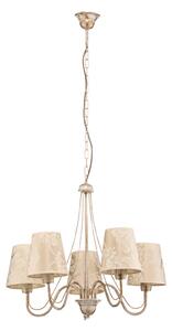 Malbo chandelier 5-bulb white, fabric lampshades