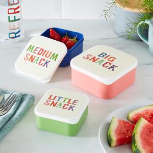 Slogan Snack Boxes Set of 3 Multi Coloured