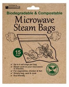 Pack of 15 Biodegradable Compostable Microwave Steam Bags Clear