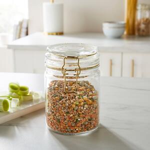 Glass Jar with Gold Clip Lid 750ml White