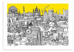 East End Prints London Jungle Art Print Yellow/Black/White