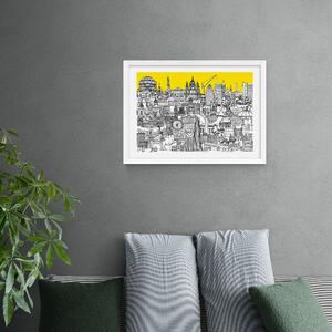 East End Prints London Jungle Art Print Yellow/Black/White
