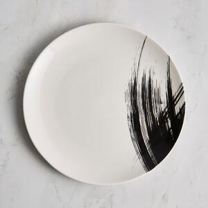 Abstract Brushstroke Dinner Plate Black/white