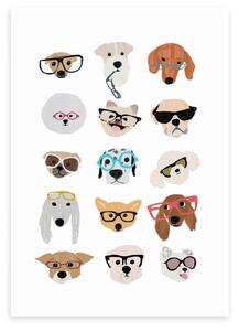 Dogs in Glasses Print MultiColoured
