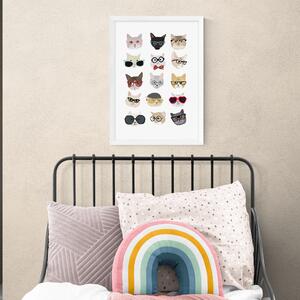 East End Prints Cats in Glasses Print MultiColoured