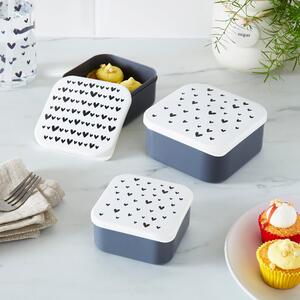 Hearts Snack Boxes Set of 3 Black