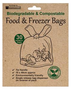 Pack of 30 Biodegradable Compostable Food Freezer Bags 15 x 40cm Blue