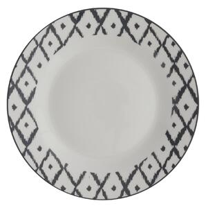 Ikat Porcelain Dinner Plate Charcoal/White