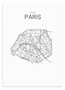 East End Prints City Map Paris Print Black and white