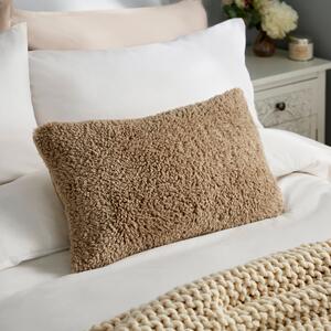 Dunelm Taupe Brown Teddy Cushion Cover, 50x30cm 50cm x 30cm Taupe