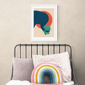 East End Prints Baby Elephant Print Blue/Green/Pink