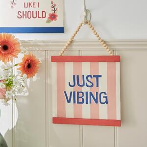 Just Vibing Hanging Plaque Pink/White