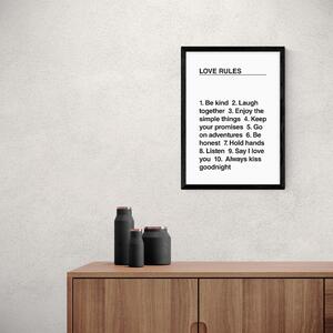 East End Prints Love Rules Print Black and white