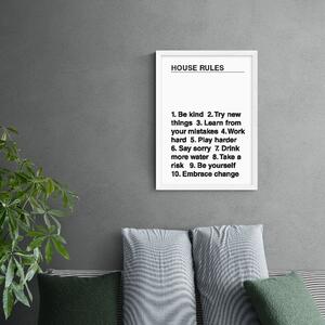 East End Prints House Rules Print Black and white