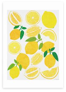 East End Prints Lemon Harvest Print White/Yellow/Green