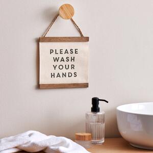 Wash Your Hands Hanging Plaque Brown