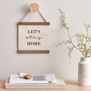 Let's Stay Home Hanging Plaque Brown