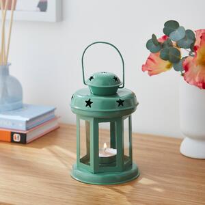 Mini Lantern Iron Tealight Candle Holder Green