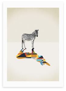 East End Prints Zebra Walking Shaddows Print MultiColoured