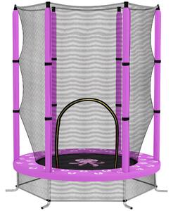 AIYAPLAY 4.6FT Toddler Trampoline w/ Safety Enclosure Net, for Indoor Outdoor Use, Ages 3-6 Years, Octopus Pattern - Purple