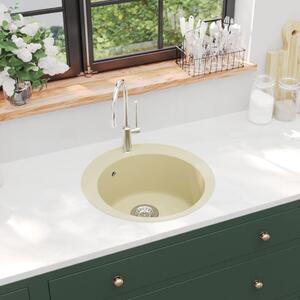 Granite Kitchen Sink Single Basin Round Beige